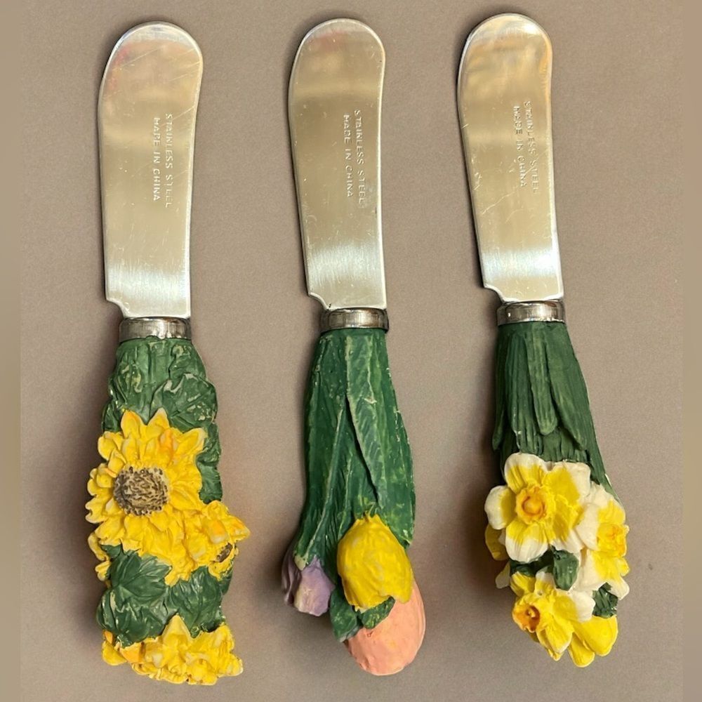 Vintage Rare Cheese and Butter Stainless Steel Spreader Knife Set